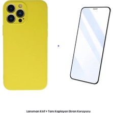 Cepmoda iPhone 13 Pro Lansman Kılıf + Tam Kaplayan Antistatik Ekran Koruyucu Set - Sarı