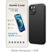 Cepmoda iPhone 14 Uyumlu Silikon Telefon Kılıfı ve Temperli Cam Ekran Koruyucu 2’li Set - Siyah