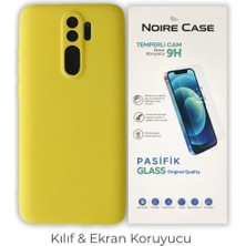 Cepmoda Redmi Note 8 Pro Uyumlu Silikon Telefon Kılıfı ve Temperli Cam Ekran Koruyucu 2’li Set - Sarı