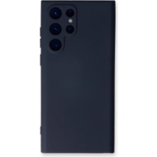 Cepmoda Samsung Galaxy S22 Ultra Lansman Kılıf - Iç Kısmı Kadife Kaplı - Esnek Silikon Kapak - Lacivert