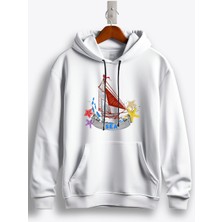 MGAX Denizci Yelkenli Gemi Baskılı Regular Kapşonlu Sweatshirt