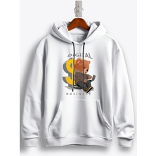 MGAX Sevimli Ayı Digital Business Baskılı Regular Kapşonlu Sweatshirt
