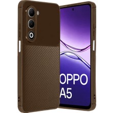 Cepmoda Oppo A5 4g Uyumlu Karbon Desenli Mat Silikon Telefon Kılıfı - Kahverengi
