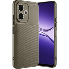 Cepmoda Oppo A5 Pro 4g Uyumlu Karbon Desenli Mat Silikon Telefon Kılıfı - Kahverengi