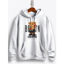 MGAX Sevimli Ayı Doğuştan Şampiyon Baskılı Regular Kapşonlu Sweatshirt