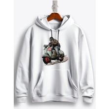 MGAX Motosiklet Socoter Rider Skull Baskılı Regular Kapşonlu Sweatshirt