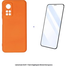Cepmoda Mi 10T Lansman Kılıf + Tam Kaplayan Antistatik Ekran Koruyucu Set - Turuncu