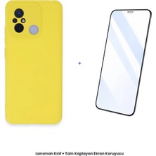 Cepmoda Redmi 12C Lansman Kılıf + Tam Kaplayan Antistatik Ekran Koruyucu Set - Sarı