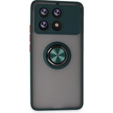 Cepmoda Poco X6 Pro Uyumlu Yüzüklü Kılıf - Buzlu Şeffaf - Yeşil