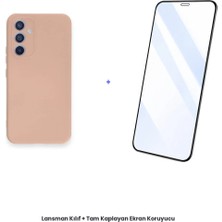 Cepmoda Samsung Galaxy A34 5g Lansman Kılıf + Tam Kaplayan Antistatik Ekran Koruyucu Set - Pudra
