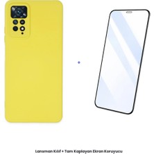 Cepmoda Redmi Note 11 Pro Lansman Kılıf + Tam Kaplayan Antistatik Ekran Koruyucu Set - Sarı