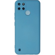Cepmoda Realme C25Y Lansman Kılıf - Iç Kısmı Kadife Kaplı - Esnek Silikon Kapak - Mavi
