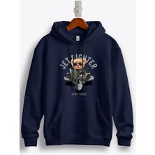 MGAX Pilot Jet Fighter Air Force Baskılı Regular Kapşonlu Sweatshirt