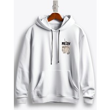 MGAX Balıkçı Kedi Meow Arma Baskılı Regular Kapşonlu Sweatshirt
