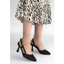 Nuvira Joga Siyah Cilt Simli Topuklu Ayakkabı