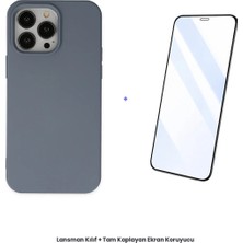 Cepmoda iPhone 14 Pro Lansman Kılıf + Tam Kaplayan Antistatik Ekran Koruyucu Set - Gri