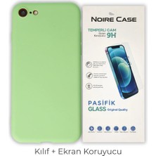 Cepmoda iPhone 7 Uyumlu Silikon Telefon Kılıfı ve Temperli Cam Ekran Koruyucu 2’li Set -Yeşil