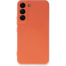Cepmoda Samsung Galaxy S22 Plus Lansman Kılıf - Iç Kısmı Kadife Kaplı - Esnek Silikon Kapak - Turuncu