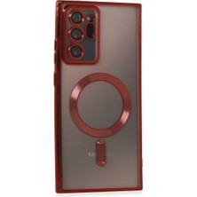 Cepmoda Samsung Galaxy Note 20 Ultra Kılıf Uyumlu Magsafe Destekli Kılıf - Arkası Şeffaf - Kırmızı