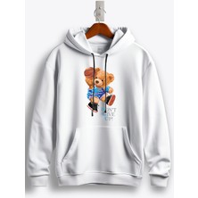 MGAX Basketbol Sevimli Ayı Don't Give Up Baskılı Regular Kapşonlu Sweatshirt