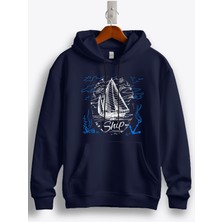 MGAX Denizci Yelkenli Baskılı Regular Kapşonlu Sweatshirt