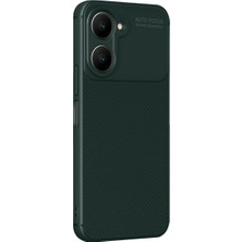 Cepmoda Vivo Y18 Uyumlu Karbon Desenli Mat Silikon Telefon Kılıfı - Koyu Yeşil