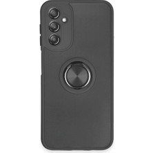 Cepmoda Samsung Galaxy A14 4g Uyumlu Yüzüklü Kılıf - Buzlu Şeffaf - Siyah