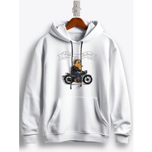 MGAX Sevimli Ayı Vintage Rider Baskılı Regular Kapşonlu Sweatshirt