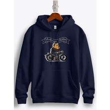MGAX Sevimli Ayı Vintage Rider Baskılı Regular Kapşonlu Sweatshirt