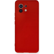 Cepmoda Mi 11 Lansman Kılıf - Iç Kısmı Kadife Kaplı - Esnek Silikon Kapak - Kırmızı