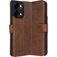 Cepmoda Oppo Reno 14 Uyumlu Kapaklı Kılıf - Cüzdanlı - Kopçalı - Taba