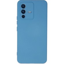 Cepmoda Vivo V23 5g Lansman Kılıf - Iç Kısmı Kadife Kaplı - Esnek Silikon Kapak - Mavi