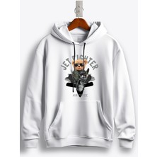 MGAX Pilot Jet Fighter Air Force Baskılı Regular Kapşonlu Sweatshirt