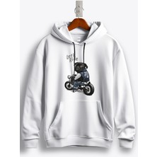 MGAX Motosiklet Let's Ride Dog Baskılı Regular Kapşonlu Sweatshirt