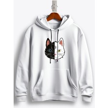 MGAX Kedili Moon Cat Baskılı Regular Kapşonlu Sweatshirt