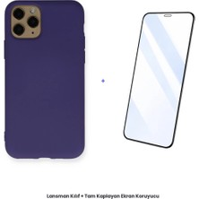 Cepmoda iPhone 11 Pro Max Lansman Kılıf + Tam Kaplayan Antistatik Ekran Koruyucu Set - Mor
