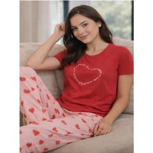 Fames Kadın Rahat Ev Giyim Baskılı Pijama Takım