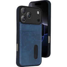 Cepmoda iPhone 17 Pro Uyumlu Çift Kart Bölümlü Deri Kılıf - Lacivert