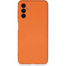 Cepmoda Samsung Galaxy A14 4g Lansman Kılıf - Iç Kısmı Kadife Kaplı - Esnek Silikon Kapak - Turuncu