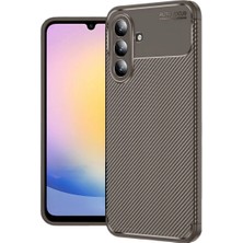 Cepmoda Samsung Galaxy S25 Fe Uyumlu Karbon Desenli Mat Silikon Telefon Kılıfı - Kahverengi