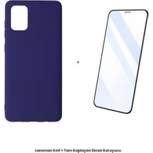 Cepmoda Samsung Galaxy A71 Lansman Kılıf + Tam Kaplayan Antistatik Ekran Koruyucu Set - Mor