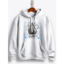 MGAX Denizci Yelkenli Baskılı Regular Kapşonlu Sweatshirt