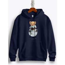 MGAX Sevimli Ayı I Need My Space Baskılı Regular Kapşonlu Sweatshirt