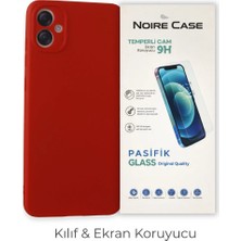 Cepmoda Samsung A05 Uyumlu Silikon Telefon Kılıfı ve Temperli Cam Ekran Koruyucu 2’li Set - Kırmızı