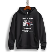 MGAX Motosiklet Koruyucu Meleğiniz Baskılı Regular Kapşonlu Sweatshirt