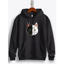 MGAX Kedili Moon Cat Baskılı Regular Kapşonlu Sweatshirt