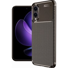 Cepmoda Samsung Galaxy S25 Edge Uyumlu Karbon Desenli Mat Silikon Telefon Kılıfı - Kahverengi