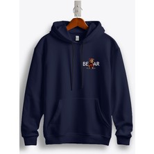 MGAX Basketbol Sevimli Ayı Oyuncu Arma Baskılı Regular Kapşonlu Sweatshirt