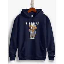 MGAX Sevimli Ayı I See You Baskılı Regular Kapşonlu Sweatshirt