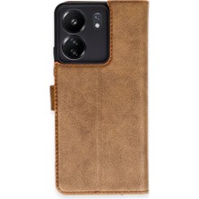 Cepmoda Redmi 13C Uyumlu Kapaklı Kılıf - Cüzdanlı - Kopçalı - Taba